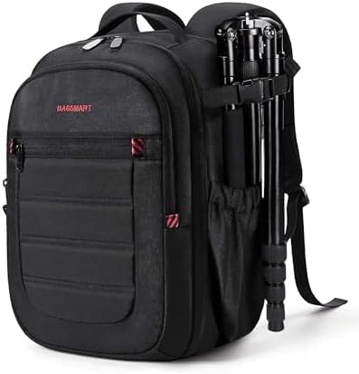 41ozbmr9gpl. ac .jpg BagSmart Kamerarucksack Wasserdicht für Fotografen, 15,6-Zoll Laptopfach, Schwarz