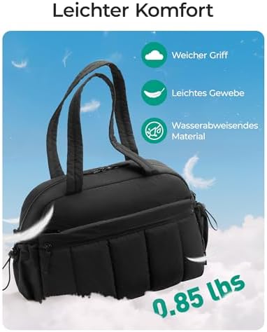 41pc9r59ehl. ac 2.jpg Bagsmart Puffer Reisetasche Damen 24L Wasserabweisend Travel Bag Fitness Kamel