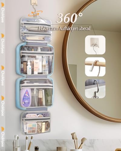 41phbradgll. ac .jpg Chakipee Wasserdichte Reisekulturbeutel zum Aufhängen für Damen – Leichte Waschtasche mit Klarfenster, Ideal für Make-up