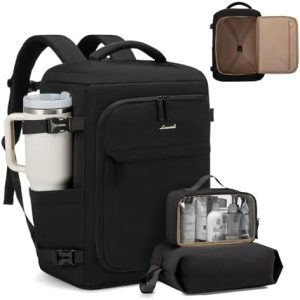 LUVV0OK Reiserucksack Damen Herren Schwarz Reisetasche für Business Weekender Travel Laptop 17 Zoll