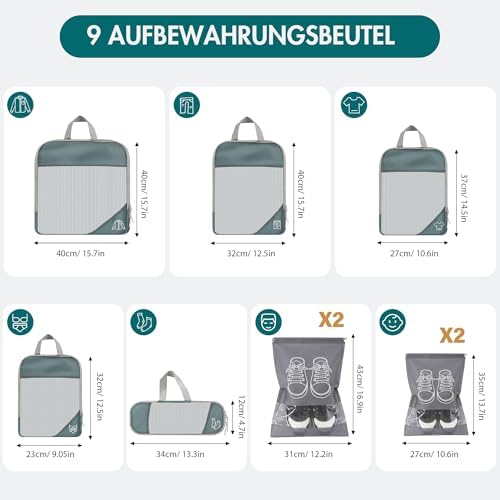 41pxrmnt0xl. ac .jpg Vonsera Koffer Organizer 10-teilig Wasserdicht Atmungsaktiv Reise Grau