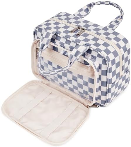 41pdx6wykol. ac .jpg Narwey Damen Waschtasche Groß & Kosmetiktasche für Herren & Kinder (Kleine Graublaue Blume)