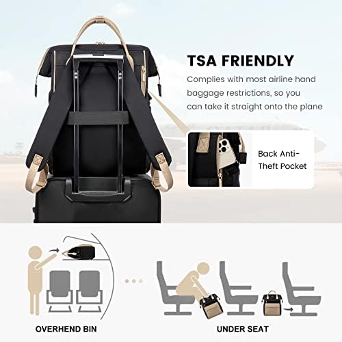 41pqufocfal. ac .jpg LVOOK Rucksack Damen 15,6 Zoll Laptop Schulrucksack Wasserdicht mit USB & Laptopfach, ideal für Arbeit, Schule & Uni, Re