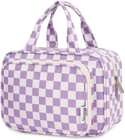 41q89g9oul. ac .jpg Narwey Damen Waschtasche Groß & Kosmetiktasche für Herren & Kinder (Kleine Graublaue Blume)