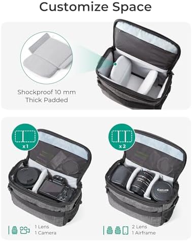 41qtoxhvghl. ac .jpg Kameratasche Bagsmart Spiegelreflex DSLR Fototasche mit Regenschutzhülle Grau