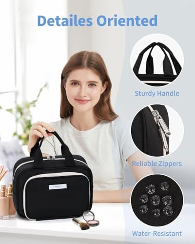 41qbbi6vpl. ac .jpg Narwey Damen Waschtasche Groß & Kosmetiktasche für Herren & Kinder (Kleine Graublaue Blume)