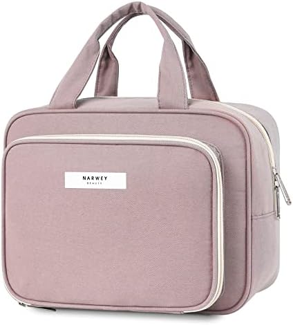 41qkj9nugpl. ac .jpg Narwey Damen Waschtasche Groß & Kosmetiktasche für Herren & Kinder (Kleine Graublaue Blume)