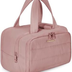 Bagsmart Reise Kulturbeutel Damen, Große Weit Offene Reisetasche, Dunkelpink