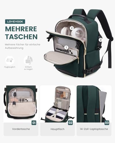 41r34gj3cbl. ac .jpg LOVEVOOK Ryanair Handgepäck für Damen Herren | Carry On Tasche 40x30x20cm | Eurowings Wizz Cabine Richtung | Laptop Komp