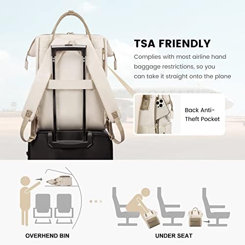 41rhsff0bal. ac .jpg LVOOK Rucksack Damen 15,6 Zoll Laptop Schulrucksack Wasserdicht mit USB & Laptopfach, ideal für Arbeit, Schule & Uni, Re