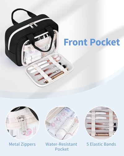 41rp0otbmgl. ac .jpg Narwey Damen Waschtasche Groß & Kosmetiktasche für Herren & Kinder (Kleine Graublaue Blume)