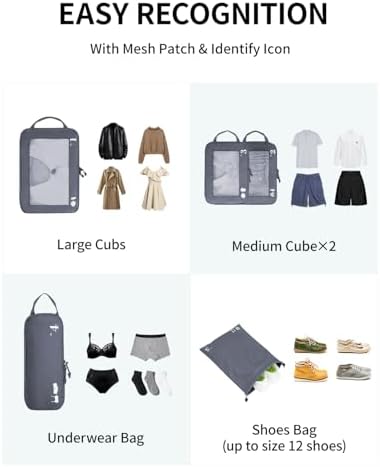 41rpcdwbhl. ac .jpg ECOHUB 5 Teilige Kompression Koffer Organizer Set für Reiseglobalrecyclemax