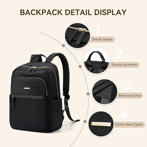 41rpqzrwxl. ac .jpg GOLF QUALITY Damen Schultasche Laptop Rucksack 14 Zoll für Schule und Arbeit mit>Notebookfach 11.3 L Reisegeeignet