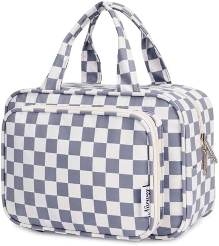 41rq5f0yp8l. ac .jpg Narwey Damen Waschtasche Groß & Kosmetiktasche für Herren & Kinder (Kleine Graublaue Blume)