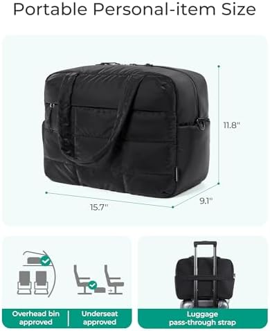 41rdargn0kl. ac .jpg BagSmart Wasserabweisende Puffer Reisetasche für Damen zum Weekender und Sport | BagSmart kleine Sporttasche mit Schuhf