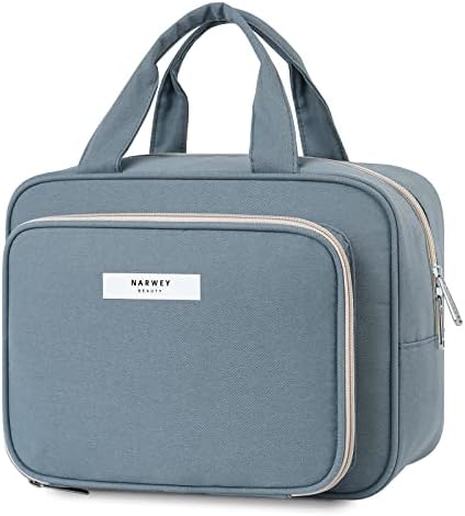 41s9manhfal. ac .jpg Narwey Damen Waschtasche Groß & Kosmetiktasche für Herren & Kinder (Kleine Graublaue Blume)