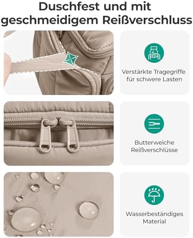 41sq1y2rnsl. ac .jpg Reise-Kulturbeutel Bagsmart, große Multi Taschen, für Frauen, zur Reise und Urlaubsplanung, mit vielen Taschen und Griff