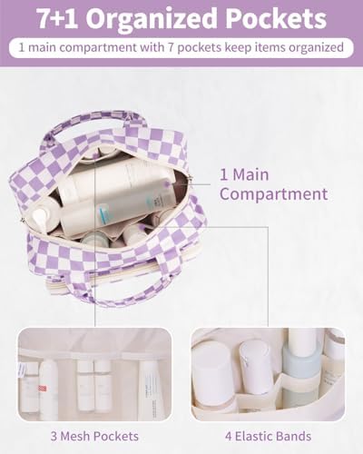 41swr7bqgol. ac .jpg Narwey Damen Waschtasche Groß & Kosmetiktasche für Herren & Kinder (Kleine Graublaue Blume)