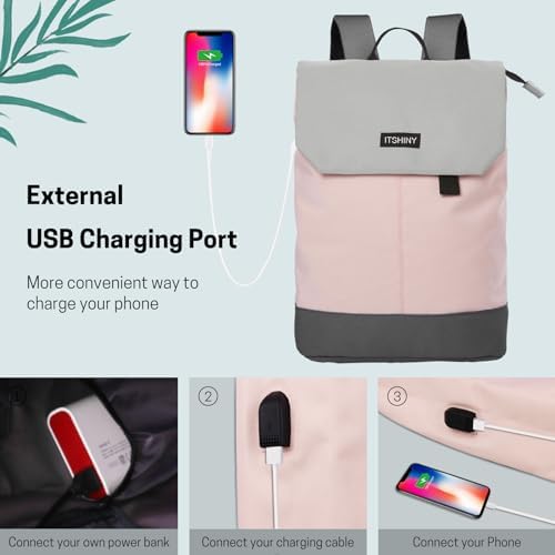 41sh clrpel. ac .jpg ITSHINY Rucksack Damen Wasserdicht Anti Diebstahl 16L für Ausflüge Uni Schule & Büro - Laptopfach 15,6 Zoll
