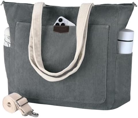 41strcd1uml. ac .jpg Chase Chic Cord Tasche Große Shopper Tasche Damen Laptoptasche Handtasche für Arbeit und Schule mit Riemen