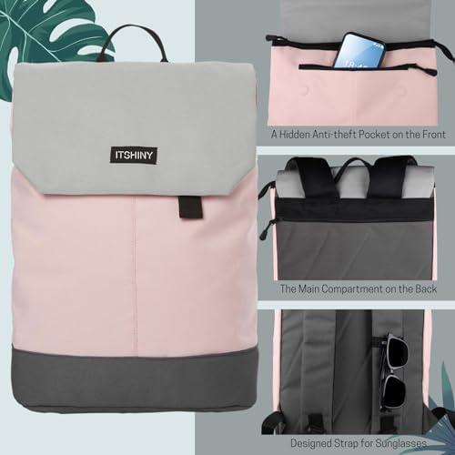 41t496nvqdl. ac .jpg ITSHINY Rucksack Damen Wasserdicht Anti Diebstahl 16L für Ausflüge Uni Schule & Büro - Laptopfach 15,6 Zoll