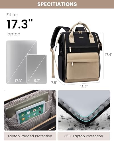 41t5ltdrtvl. ac .jpg LVOOK Rucksack Damen 15,6 Zoll Laptop Schulrucksack Wasserdicht mit USB & Laptopfach, ideal für Arbeit, Schule & Uni, Re