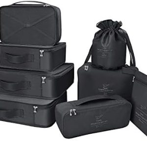 BETLLEMORY Schwarz Reise Kleidertaschen 8 Sets Wasserdichte Schuh-Aufbewahrungsbeutel Kompressionsbeutel Travel Organize