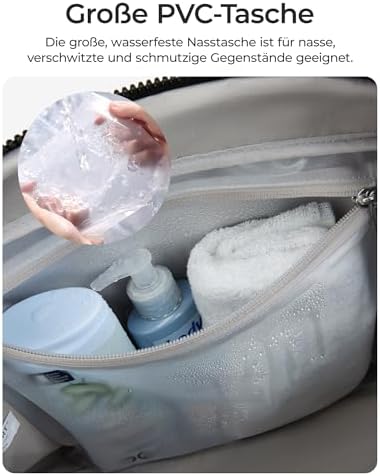 41tlilz1fzl. ac 2.jpg Bagsmart Puffer Reisetasche Damen 24L Wasserabweisend Travel Bag Fitness Kamel