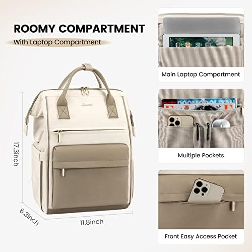 41tuijioxl. ac .jpg LVOOK Rucksack Damen 15,6 Zoll Laptop Schulrucksack Wasserdicht mit USB & Laptopfach, ideal für Arbeit, Schule & Uni, Re