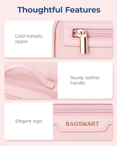 41tif6gyl. ac .jpg BagSmart Kosmetiktasche Make-up Organizer Große Kulturbeutel Weit zu öffnende, für Toilettenartikel in Reisegröße, Zubeh