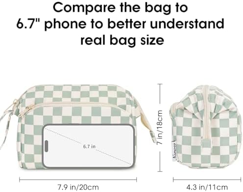 41tttifnzfl. ac 1.jpg Narwey Minzgrün Kulturtasche Damen Reise Make-up-Tasche Weit Offene Tasche Kosmetiktasche