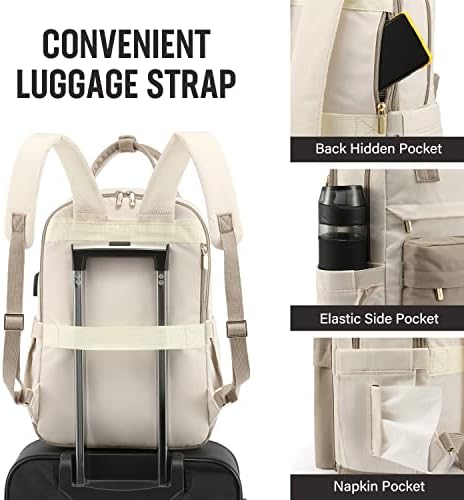 41ub7jh 6hl. ac .jpg Laptop Schulrucksack LOVEVOOK Damen Wasserabweisend Eleganter Schultasche für Schule Uni Reise Khaki Beige