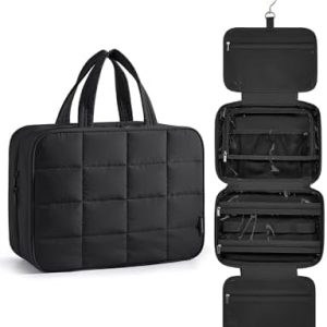 Bagsmart Kulturbeutel zum Aufhängen, Hängbare Kulturtasche für Damen, großes Kosmetikkissen für Make-up und Reisezubehör