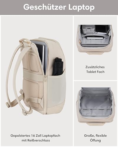 41uyt4byhel. ac .jpg LARKSON Laptop Rucksack Herren & Damen Schwarz - Notebook Backpack für Business- und Reisegebrauch - 16 Zoll Wasserabwei