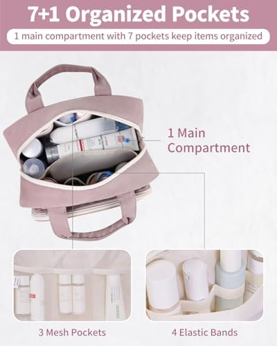 41ujhefrmml. ac .jpg Narwey Damen Waschtasche Groß & Kosmetiktasche für Herren & Kinder (Kleine Graublaue Blume)