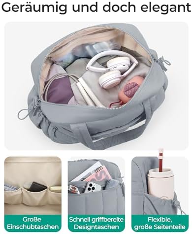 41uqctposul. ac 2.jpg Bagsmart Puffer Reisetasche Damen 24L Wasserabweisend Travel Bag Fitness Kamel