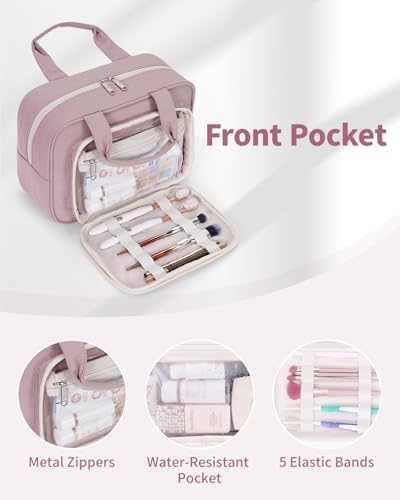 41uwnfzhogl. ac .jpg Narwey Damen Waschtasche Groß & Kosmetiktasche für Herren & Kinder (Kleine Graublaue Blume)