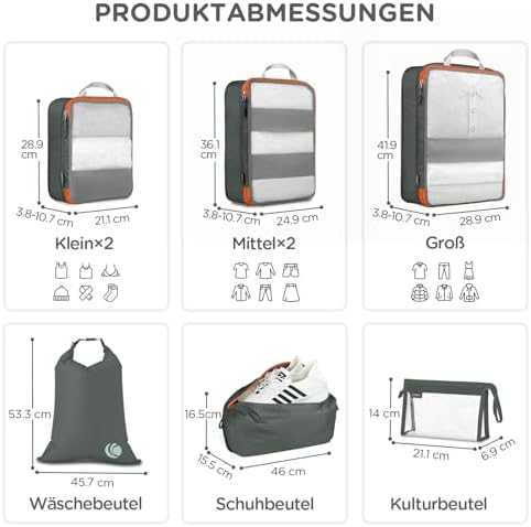 41vbzhy5kpl. ac .jpg Cipway Kompression Koffer Organizer Set für Reiseorganizer