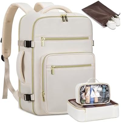 41vdiafux4l. ac .jpg LARGE LOVEVOOK Rucksack Handgepäck Flugzeug, Reiserucksack Damen, 45x36x20 L Laptop 17 Zoll, Beige