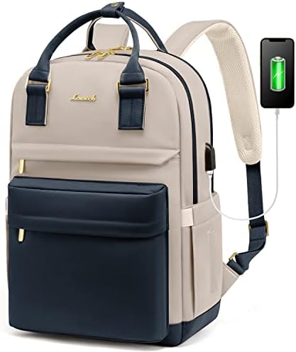 41vnsspfnl. ac .jpg Laptop Schulrucksack LOVEVOOK Damen Wasserabweisend Eleganter Schultasche für Schule Uni Reise Khaki Beige