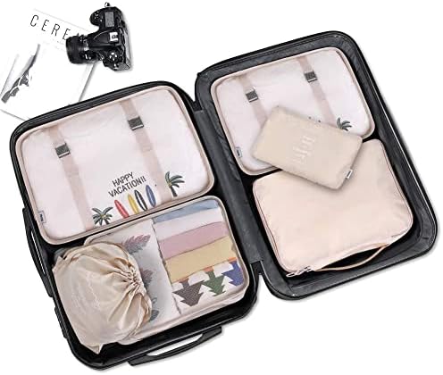 41vifvws0l. ac .jpg LSLANSOON Reiseverpackung für Beige Reisewürfel - leicht und faltbar, perfektes Gepäckaufbewahrungset für Touristen (Bei