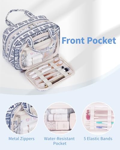 41vokbyo4wl. ac .jpg Narwey Damen Waschtasche Groß & Kosmetiktasche für Herren & Kinder (Kleine Graublaue Blume)