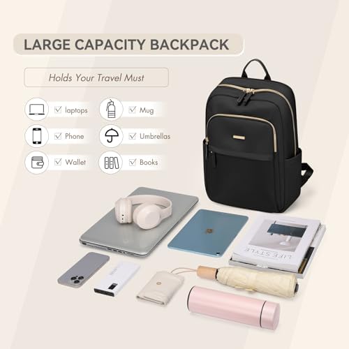 41w6skiow5l. ac .jpg GOLF QUALITY Damen Schultasche Laptop Rucksack 14 Zoll für Schule und Arbeit mit>Notebookfach 11.3 L Reisegeeignet