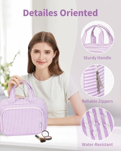 41wbouangfl. ac .jpg Narwey Damen Waschtasche Groß & Kosmetiktasche für Herren & Kinder (Kleine Graublaue Blume)