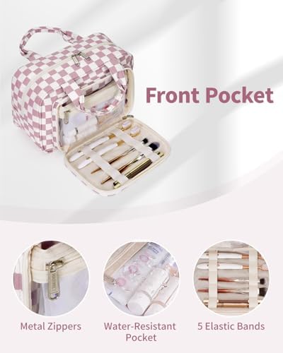 41we73dvutl. ac .jpg Narwey Damen Waschtasche Groß & Kosmetiktasche für Herren & Kinder (Kleine Graublaue Blume)