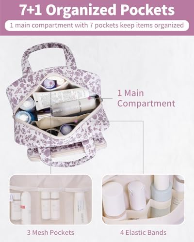 41wrz9mu el. ac .jpg Narwey Damen Waschtasche Groß & Kosmetiktasche für Herren & Kinder (Kleine Graublaue Blume)