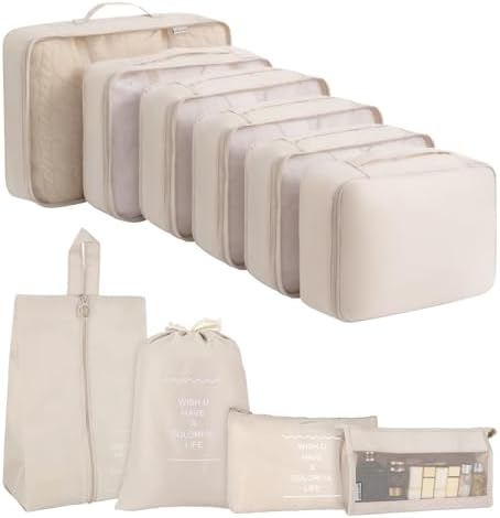 41wkqc 1hol. ac .jpg Gowkeey Koffer Organizer Set, 10 Stück Packing Cubيلde, Packwürfel, Reise Gadgets, Kleidertaschen, Schuhbeutel und Kosme