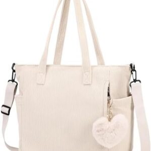 Makukke Cord Tote Bag Tasche Damen für Büro und Einkaufen Groß Shopper Tasche mit Vieleffektivität und Komfort 40x30x15