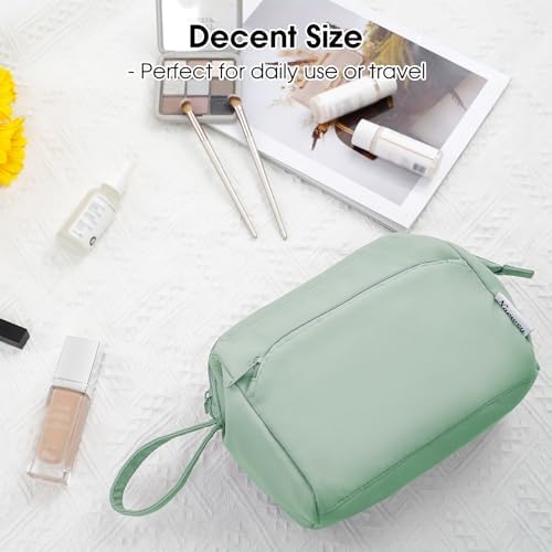 41xw mfpl5l. ac 1.jpg Narwey Minzgrün Kulturtasche Damen Reise Make-up-Tasche Weit Offene Tasche Kosmetiktasche