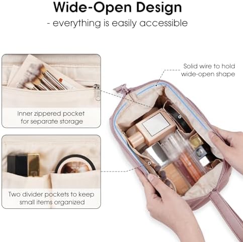 41xbzhuuil. ac 1.jpg Narwey Minzgrün Kulturtasche Damen Reise Make-up-Tasche Weit Offene Tasche Kosmetiktasche